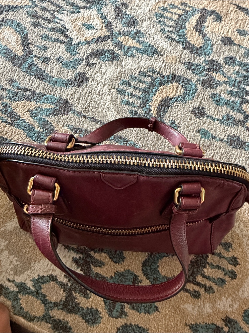 Marc by Marc Jacobs Burgundy Leather Mini Satchel with Gold Hardware - Picture 4 of 8